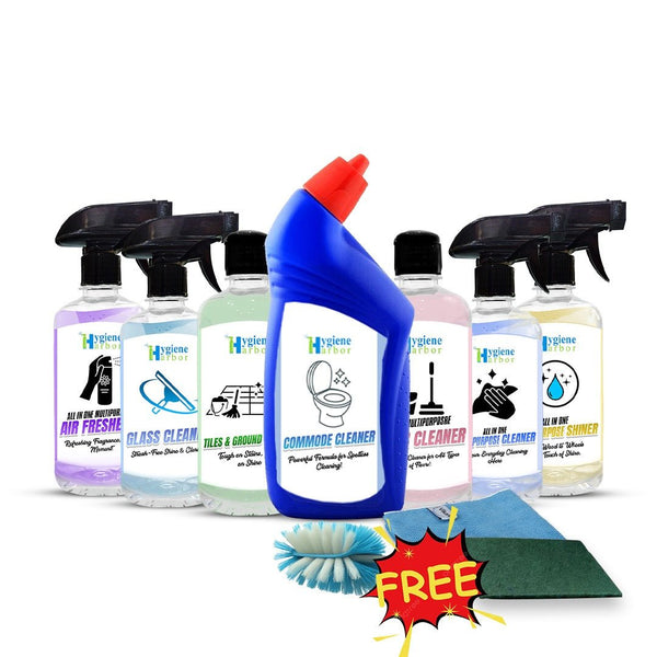 Hygiene Harbor 7 in 1 Complete Home Cleaning Kit + FREE Brush Cloth and Scrubber - Hygiene Harbor