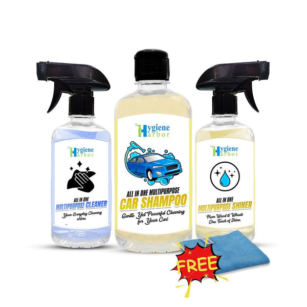 Hygiene Harbor All in One Car Care Kit + FREE Microfiber Cloth - Hygiene Harbor